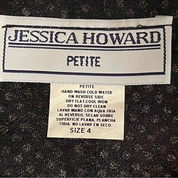 Jessica Howard Sheer Black Red Sequin Party Asymmetrical Midi Dress NWOT Size 4P - Picture 9 of 13